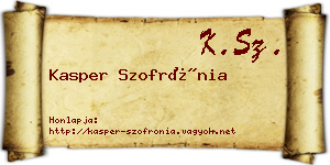Kasper Szofrónia névjegykártya